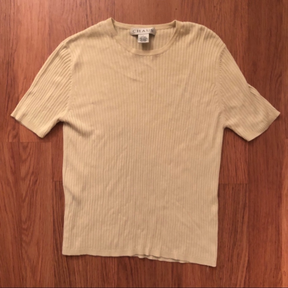 🌸pale yellow ribbed tee